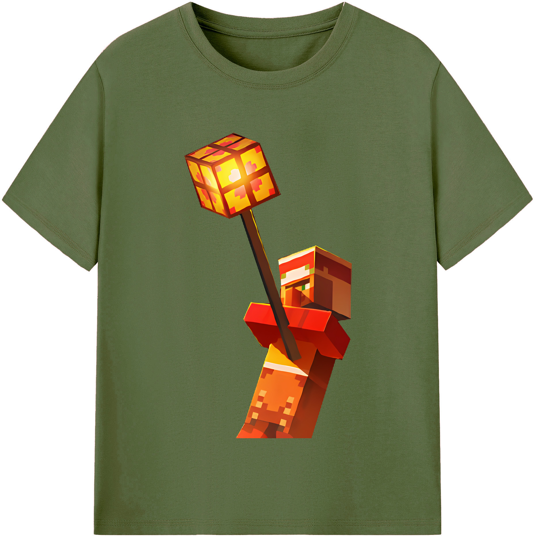（画像用） マインクラフト ブロックの世界 Minecraft MC Block world 綿100％半袖Tシャツ（フロントプリント）
